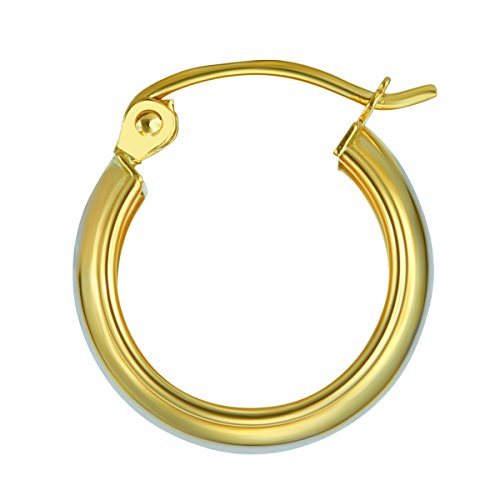 14k REAL Two Tone Gold 6mm Thickness Huggie Hoop Earrings (15mm Diameter)4