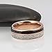 (8mm) Unisex, Women's OR Men's Tungsten Wedding Ring Band. Domed Rose Gold band with Duo Black Carbon Fiber and Inspired Meteorite Inlay. Comfort Fit. One Year Warranty Included. (11)