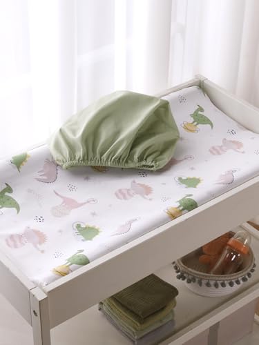 Image of Changing Pad Cover Set in Soft Jersey Material - Fits 32 inch /34''x16 Contoured Pad for Babies, Dinosaur Land
