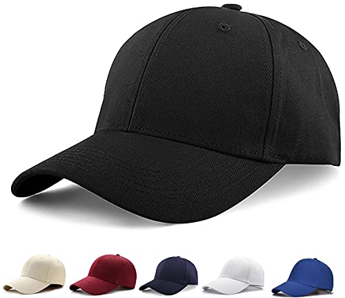 Etyepoh Baseball Cap Polo Style Classic 6 Panel Adjustable Sport Solid Sun Hat Unisex (01Black)