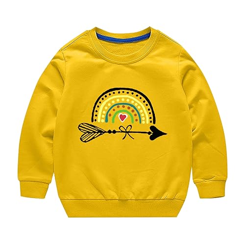 Toddler Boys Girls Sweater Autumn/Winter Rainbow Print Long Sleeve Round Neck Hatless Sweater Party (Yellow, 3-4 Years)