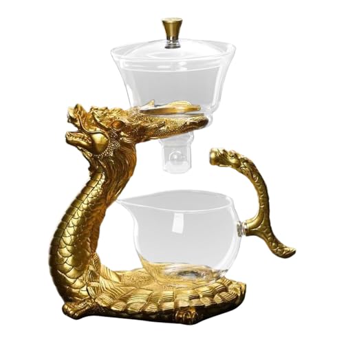 JAZZY PEARLS® Creative Dragon Teapot Magnetic Diversion Rotating Cover Bowl for Home