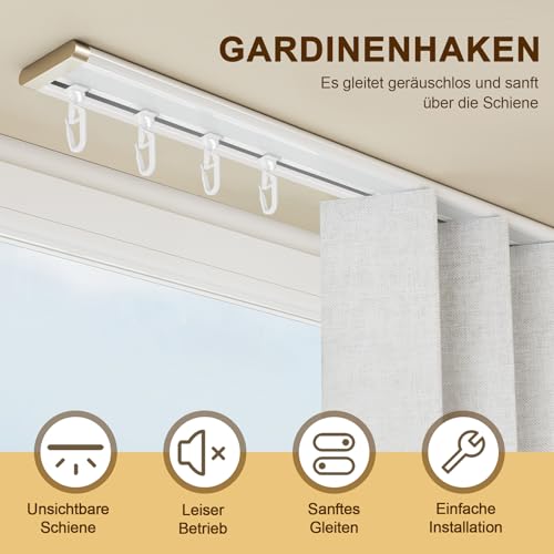 100X Gardinenhaken Für Schienen & 6X Stopper – Gardinengleiter Aus Kunststoff Zum Einhängen, Passend Für Laufkanal 5,8–7mm, Faltengleiter Zubehör Für Vorhangschienen Im Wohnwagen & Zuhause Weiße