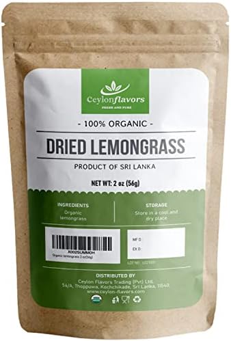 Organic premium grade dried lemon grass cut, harvested from a organic farm in Sri Lanka 2 oz/56g