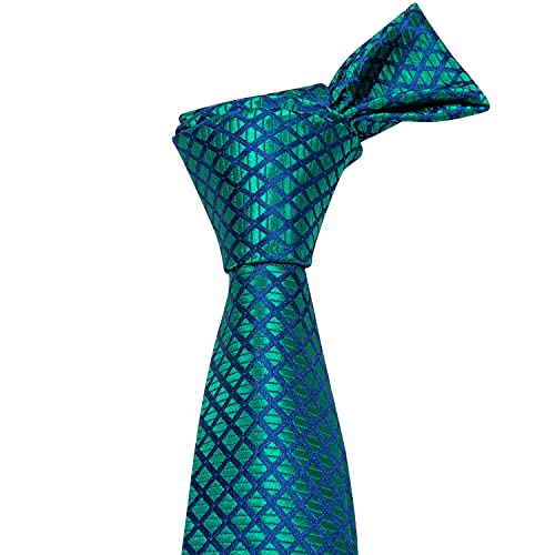 Image of YOHOWA Men Plaid /Striped Ties Set Silk Business Wedding Formal Fashion Necktie and Pocket Square Cufflinks Set