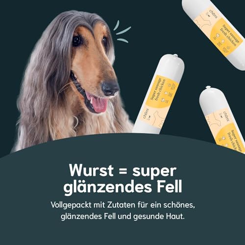 Chōmi Dog Super Sausage Fresh Hundefutter | Nassfutter Für Hunde | Gemüsewurst für Hunde | Adult | Getreide- und konservierungsmittelfrei | Mit Seetang | Barf (400 x 8g, Chicken)