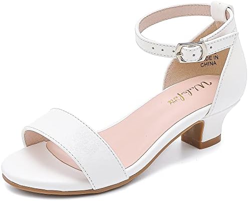 Walofou Princess Shoes for Toddler Girls Strappy Sandals PU White Sandals Party School Little Big Flower Girl Shoes (03 PU White 13)