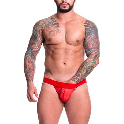 Cueca Jockstrap Em Arrastão Vermelho