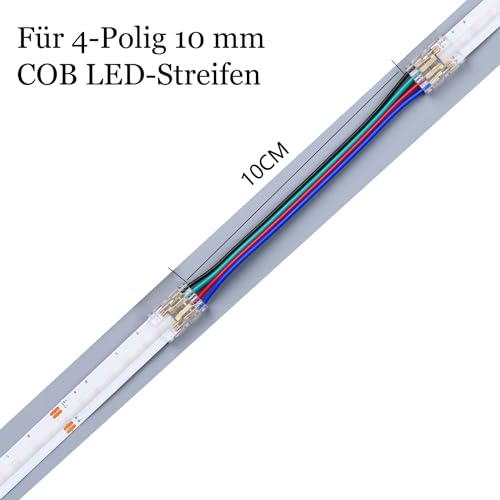 YUTOKEER 10 mm Solderless FCOB COB RGB LED Strip Light Connectors Kit, 4 Pin, Transparent, Gapless - Image 4