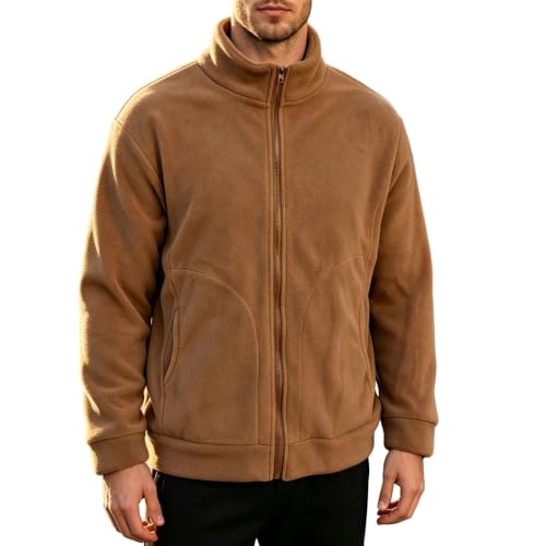 Fleece Jacket for Men Casual Soft Coat Stand Collar Full Zip Jackets | Zipper Closure, Front Pockets, Long Sleeve, Soft Warm, Casual Outdoor, Daily Wear, Fall Winter, Spring Fall - image 1