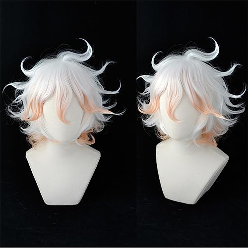 Xingwang Queen Anime Short White Gradient Orange Cosplay Wig Men's Party Wigs with Free Cap