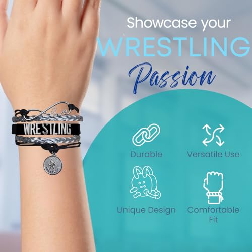 Image of Sportybella Wrestling Charm Infinity Bracelet- Wrestling Jewelry - Sports Personalized Gifts for Wrestlers,Teams, Moms and Coaches