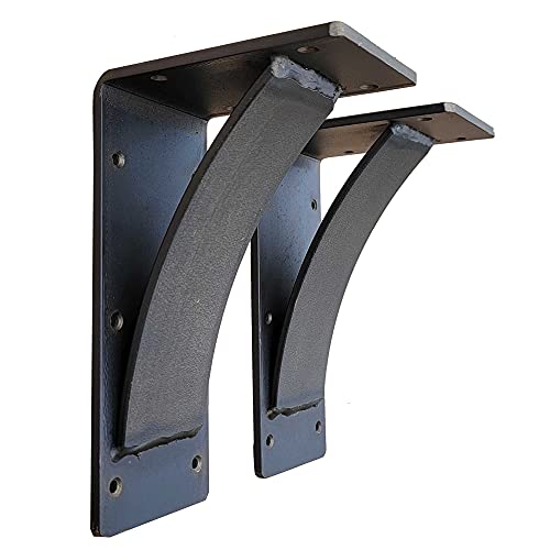 RRD Steel Mantel Brackets Heavy Duty (2 Pack) Fireplace Mantel Brackets - Countertop Support Bracket - Hand Welded Steel Bracket - Mantel Bracket Rustic Farmhouse Décor (6x10x4, ¼” Natural Steel)
