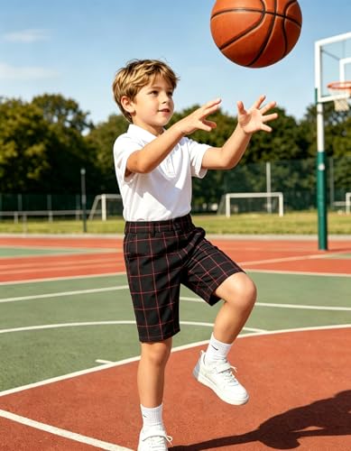 Image of Boy Shorts Kids Stretch School Uniform Clothes Flat Front Dress Casual Shorts with Pockets for Summer