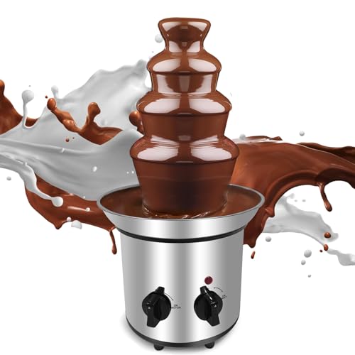 ZEVELOO Chocolate Fountain Machine 4 Tiers Electric Chocolate Fondue Fountain Machine Cheese Fountain Perfect for Nacho Cheese, Chocolate Sauce, Wedding, Party