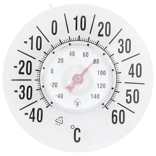 Window Thermometer Transparent Round Window Thermometer for Outside Temperature Battery-Free Self-Adhesive Waterproof Temperature Measurement Tool, Garden Accessories