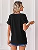 Zeagoo Womens Tops V Neck T Shirts Ladies Short Sleeve Casual Summer Tshirt Solid Color Loose Tee Black L #4