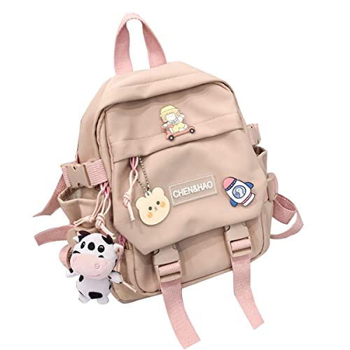 Eagerrich Linda mini mochila com acessórios de pino e pingente de pelúcia, Rosa - 1, Mochilas de mochila
