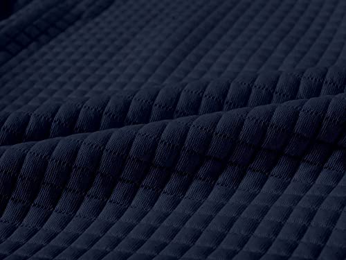 Yundobop Men's Pullover Hoodies Plaid Jacquard Long Sleeve Drawstring Hipster Casual Hooded Sweatshirts With Kanga Pockets Navy L #TOP6