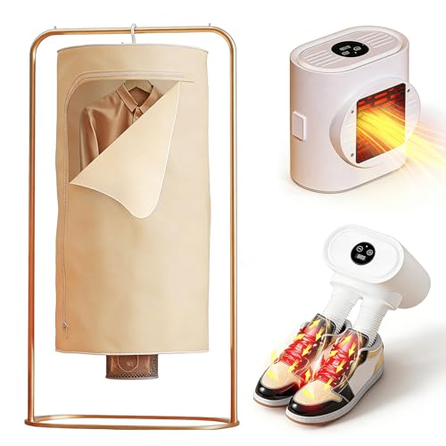 Sèche-vêtements 3 en 1 avec chauffage PTC – Sèche-chaussures et radiateur soufflant | 600 W avec air chaud à 360° | Capacité jusqu'à 10 kg | Avec sac...