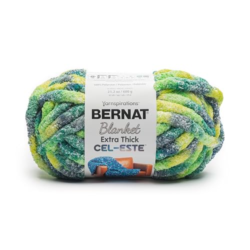 Image of Bernat Blanket Extra Thick Cel-Este Orion Green Yarn - 1 Pack of 21.12oz /598.74g - 100% Polyester - #7 Jumbo - 72 Yards - Chunky Yarn for Hand Knitting, Crocheting, Crafts & Amigurumi