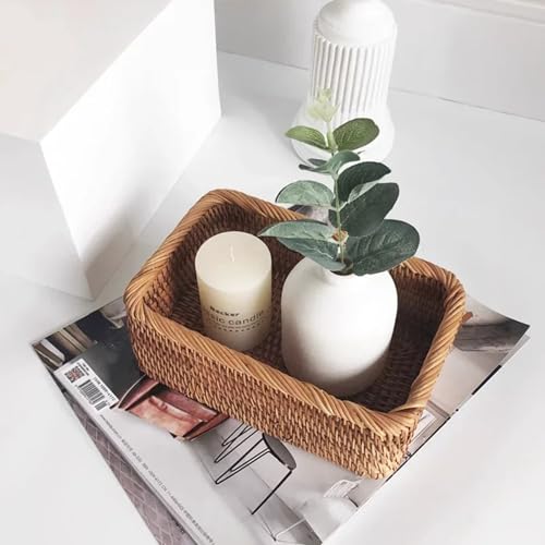 Cesta de mimbre con diseño rectangular ventilado, pack de 2 cajas de almacenamiento 4