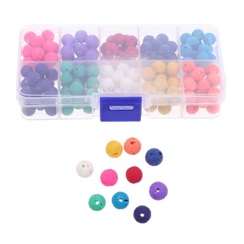 Cabilock 200stücke Stein Perlen mit Loch Lose Vulkansteinperlen als Zwischenperlen für Schmuckherstellung Bastelperlen und Schmuckdekor