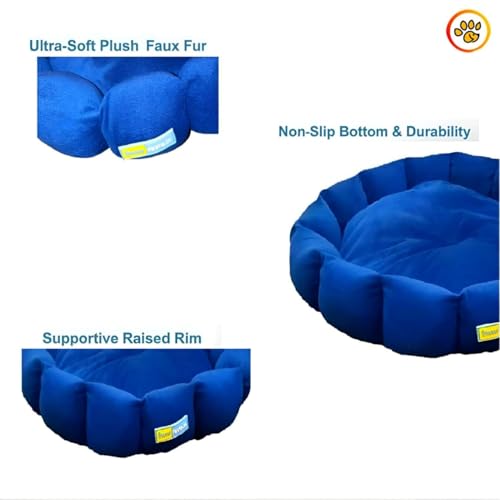 Image of Round Donut Pet Bed for Cats and Puppies Dogs mat, Cozy and Plush, Raised Bedside Support, Both Sides Use Like 2 in One, Washable, Dog Bed, Sizes for Small, Medium, and Large Pets