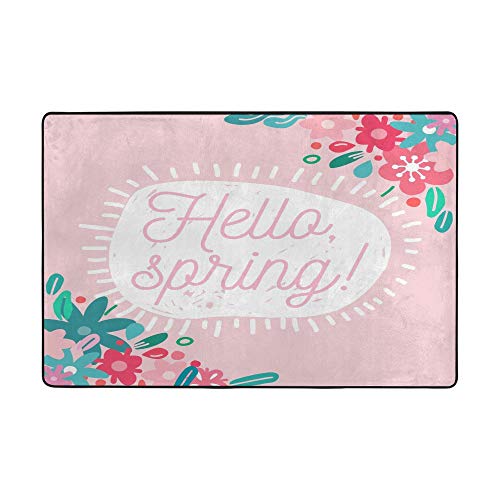 Tapis de maison lavable Hello Spring grand format pour protéger le sol du salon