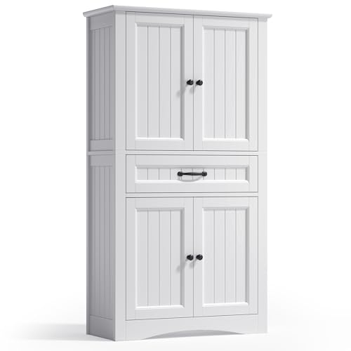 Xbro Armoire de salle de bain, avec 2 portes et 1 tiroir, armoire réglable pour salle de bain,...