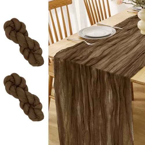 LUKDUNG 2 Stück Tischläufer, Seihtuch Tischläufer, Boho Gaze Stoff Käsetuch, Rustikaler Tischdecke für Hochzeitsdeko Tischdeko, 90 x 300 cm (Kaffee, 90 x 300 cm, 2 Stück) LUKDUNG 2 Stück Tischläufer, Seihtuch Tischläufer, Boho Gaze Stoff Käsetuch, Rustikaler Tischdecke für Hochzeitsdeko Tischdeko, 90 x 300 cm (Kaffee, 90 x 300 cm, 2 Stück)