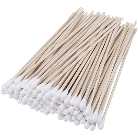 6" Cotton Swabs Wooden Handles Cotton Tipped Applicator Wood Sticks with Single Tip for Gun Cleaning, Wound Clean, Makeup, Removal Residue Tbestmax (500) Cover