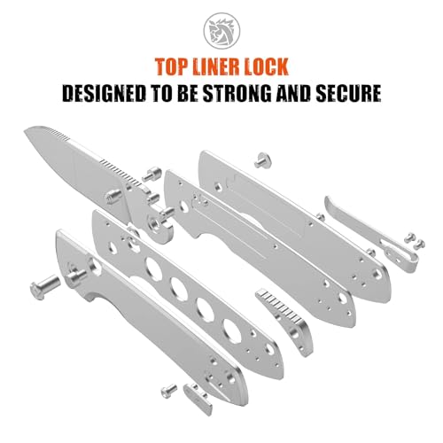 Image of Vosteed Raccoon2.0 EDC Folding Pocket knives - Top Liner Lock, 3.25 inch Sandvik 14C28N Steel Rose Gold Blade, Green Micarta Handle for Camping Hiking - A2907