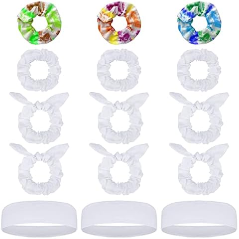 Queenromen 15 Stück Weiß Haargummis Scrunchies Cover