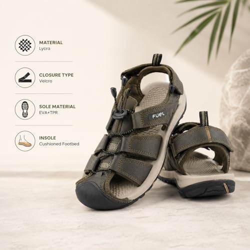 Image of FUEL Soldier-08 Flexible Fisherman Comfortable & Breathable Sporty Look Outdoor Sandals for Men in Protective Bump Toe with Anti-Skid & Trendy Footwear