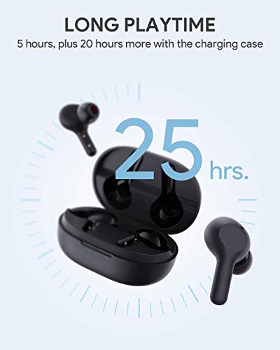 AUKEY Cuffie Bluetooth 5 Bassi Potenziati, Auricolari Senza Fili con Ricarica Rapida USB-C, IPX5 Impermeabili, Riproduzione di 25 Ore Touch Control Microfoni Integrati