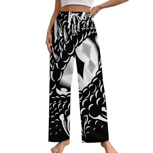 Pantalon de pyjama femme avec poches en taille S vêtement de nuit noir bas basique
