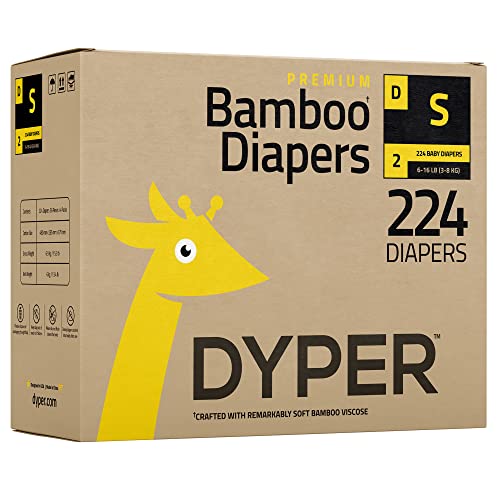 Image of DYPER Viscose from Bamboo Baby Diapers Size 2, Unscented, Hypoallergenic, Plant-Based Materials, 224 Count
