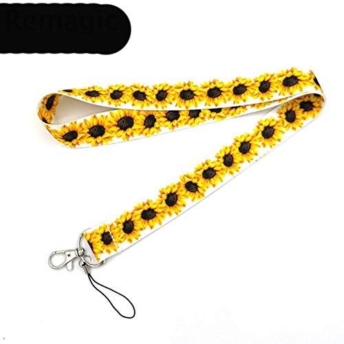 WOOAI Sonnenblumen Blumen Tier Kinder Cartoon Vintage Hals Schlüsselbund Halskette Anime Halsband Lanyard ID Abzeichenhalter Schlüsselbund Lanyards, 2 Cover