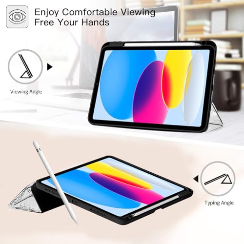 Image of Robustrion Cover for iPad 11th Generation (A16) / 10th Gen Cover Case with [Right Side Pencil Holder] [Auto Sleep Wake] [Soft Back] (2022 /2025), Case for iPad 11th 11 inch / 10th 10.9 inch - Eiffel