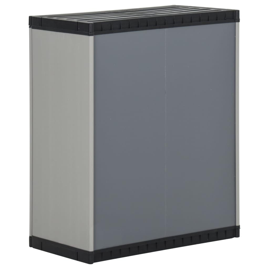 Mülltonnenbox Grau Schwarz 68x40x85 cm PP Mülltonne mit Regal 3 Recycling Müllbeutel Garten Abfall Schrank Kunststoff Müllsammler für Haushalt Außenbereich