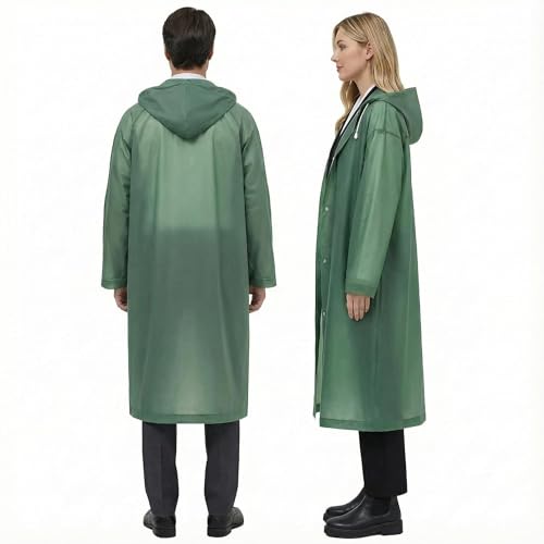 welsberg Regenponcho mit Kapuze, Damen und Herren Wasserdicht Atmungsaktiv Regenjacke Reganmantel Regenschutz für Konzert Festival Camping Wandern Angeln Sport, Grün