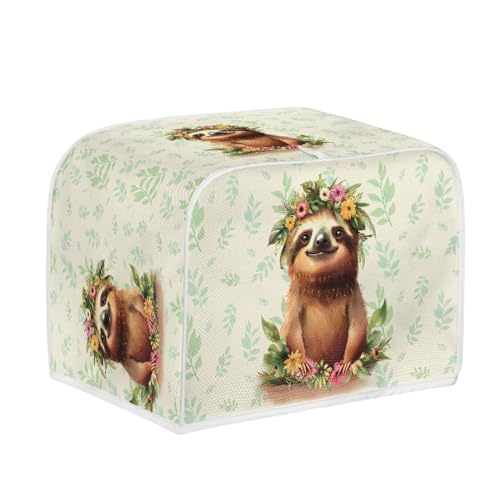 Image of Talayituse Cute Sloth Print 4 Slice Toaster Covers Dust Protection Bread Maker Covers Toaster Oven Cloth Cover Kitchen Accessories Washable Appliance Cover with Handle