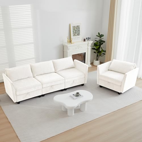 Image of ORRD 2 Piece Modular Sectional Sofa Set, Convertible Couch with Storage, Sofa Modular for Living Room, Office (Beige)