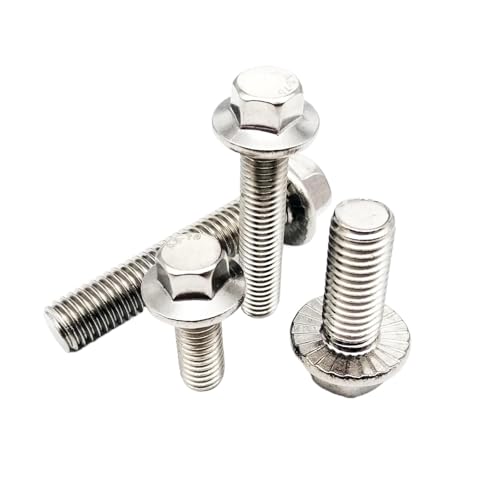 5/10個 フランジヘッドボルト 六角六角 鋸歯状ワッシャー付き キャップスクリュー M5 M6 M8 A2-70 304ステンレススチール GB5787 QAICHFKS(10PCs M5x12mm)
