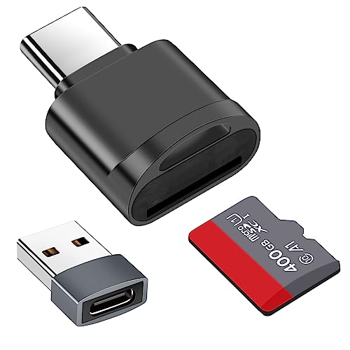 Seminer Lector de Tarjetas TF, Lector de Tarjetas Micro SD, Adaptador Lector de Tarjetas de Memoria TF Tipo C con Adaptador USB C a USB Compatible con Portátiles, MacBook, Samsung Galaxy (Gris)