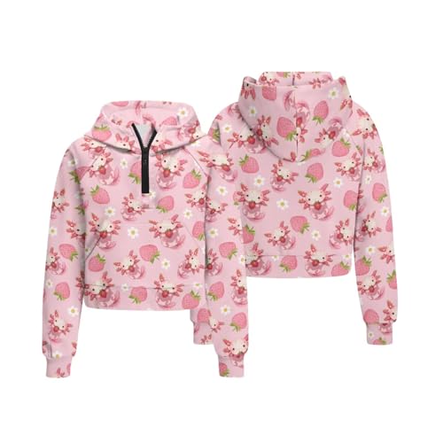 Girls Hoodies Half Zip Pullover with Soft Fabric Long Sleeve Breathable Fall Sweatshirts for Age 5-14 Years