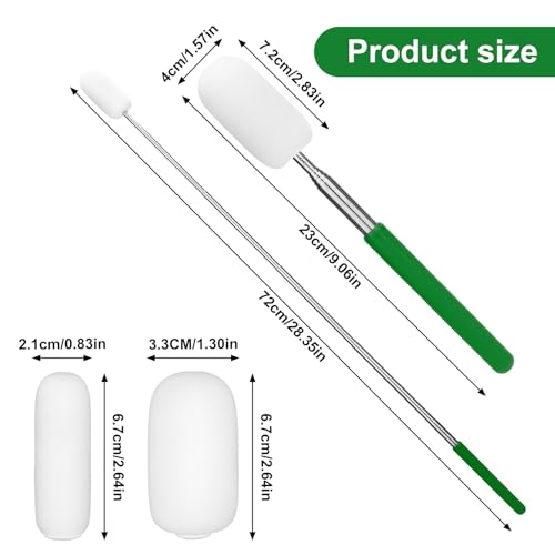 Image of Gosknor Telescoping Sponge Pottery, Retractable Clay Tool Sponges on Stick Extend up to 28.35in Telescoping Sponge Sticks for Pottery (Green)