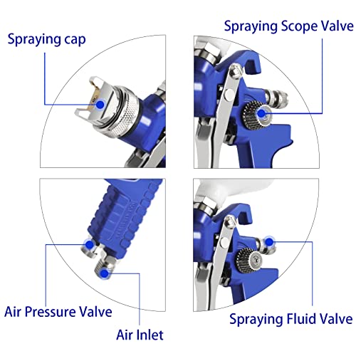 PNTGREEN HVLP Spray Gun Gravity Feed, 600CC Capacity, with 1.4mm Nozzle Professional Air Paint Sprayer Spray Guns for Painting Cars by PNTGREEN - Image 2