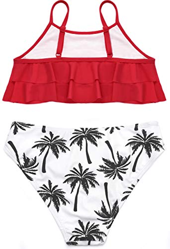 Image of SHEKINI Girls Floral Print Bathing Suits Ruffle Flounce Two Piece Swimsuits